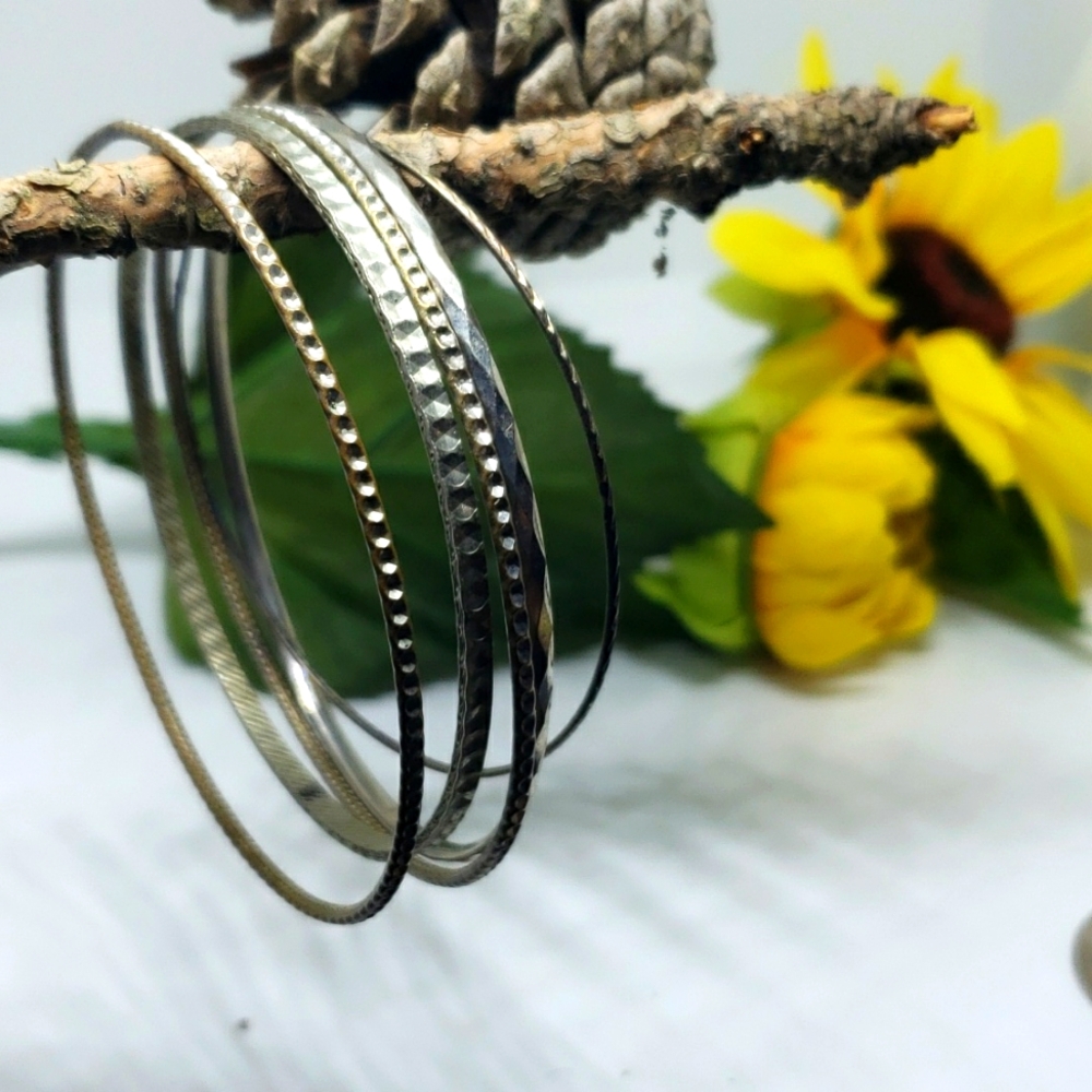 Antique silver bracelets, set of 5